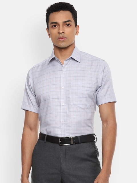 

Van Heusen Men Grey Checked Regular-Fit Pure Cotton Formal Shirt