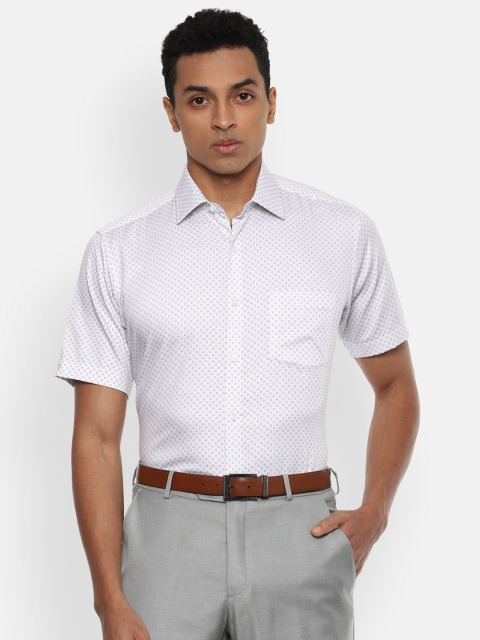

Van Heusen Men White Printed Regular Fit Cotton Formal Shirt