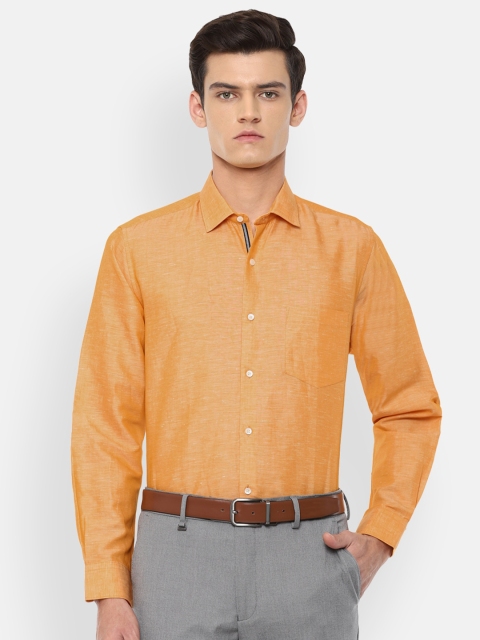 

Van Heusen Men Orange Solid Cotton Linen Regular Fit Formal Shirt