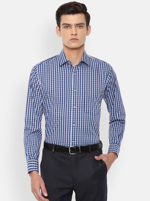 

Van Heusen Men Navy Blue Checked Regular Fit Formal Shirt