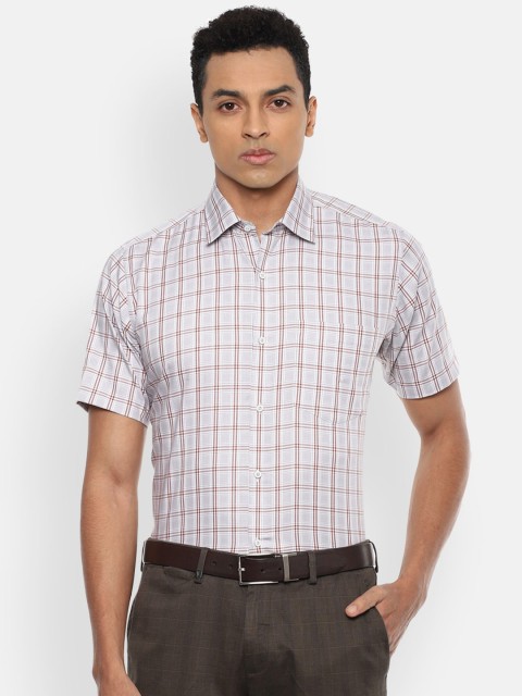 

Van Heusen Men Grey Regular Fit Checked Cotton Formal Shirt
