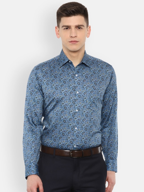 

Van Heusen Men Blue Printed Regular Fit Pure Cotton Formal Shirt
