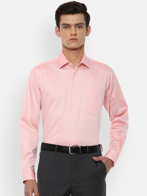 

Van Heusen Men Peach-Coloured Printed Regular-Fit Formal Shirt