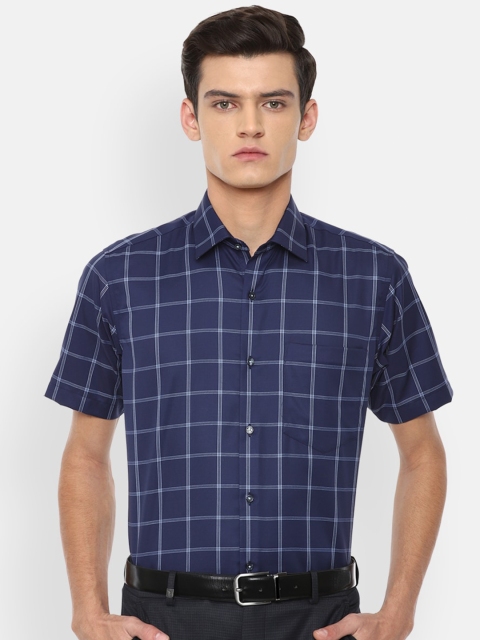 

Van Heusen Men Navy Blue Regular Fit Checked Cotton Formal Shirt