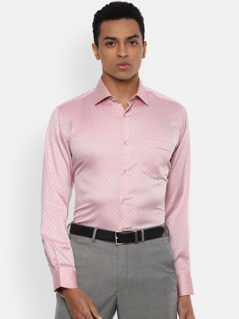 

Van Heusen Men Pink Printed Pure Cotton Regular Fit Formal Shirt