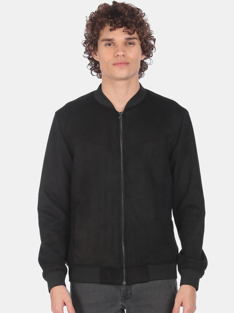 

U S Polo Assn Men Black Solid Bomber Jacket