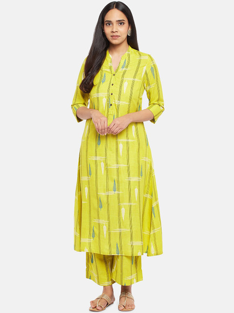 

RANGMANCH BY PANTALOONS Women Lime Green Striped Kurta
