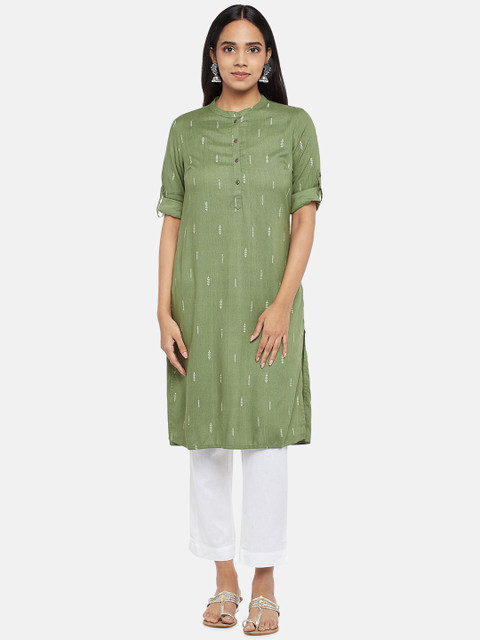 

RANGMANCH BY PANTALOONS Women Sage Green Printed Kurta