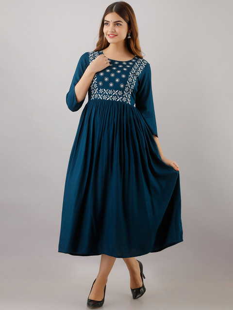 

Women Touch Women Blue Thread Work Anarkali Kurta