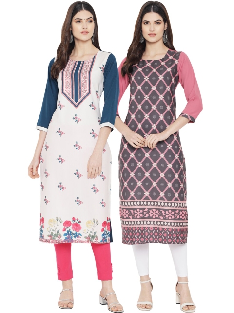 

Ethnic basket Women Pack of 2 Multicoloured Printed Crepe Straight Kurta, Multi