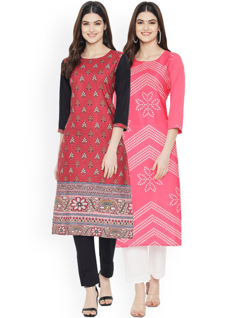 

Ethnic basket Women Pack of 2 Digital Printed Crepe Kurta, Multi