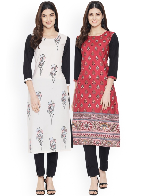 

Ethnic basket Women Pack of 2 Printed Kurtas, White