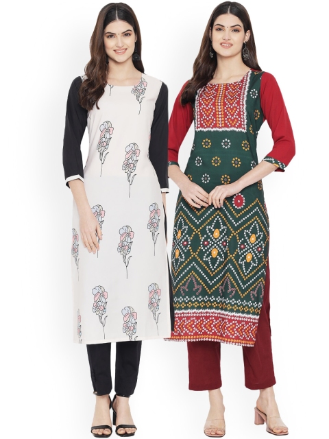 

Ethnic basket Women Pack of 2 Digital Printed Crepe Kurta, Multi