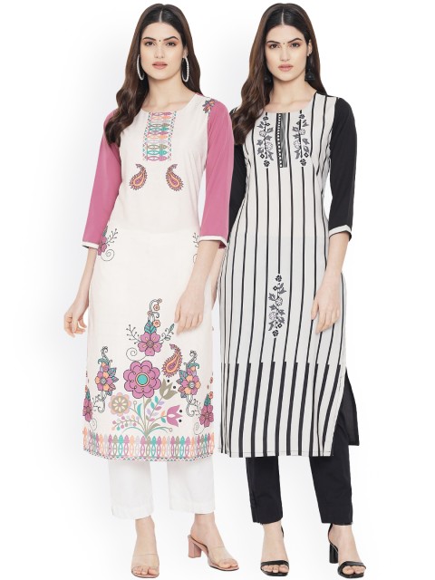 

Ethnic basket Women Pack of 2 Digital Printed Crepe Kurta, Multi