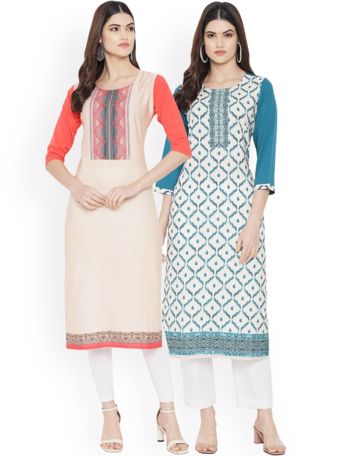 

Ethnic basket Women Pack of 2 Digital Printed Crepe Kurta, Multi