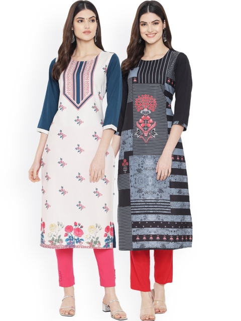

Ethnic basket Pack of 2 Women Ethnic Motifs Printed Crepe Kurta, Multi