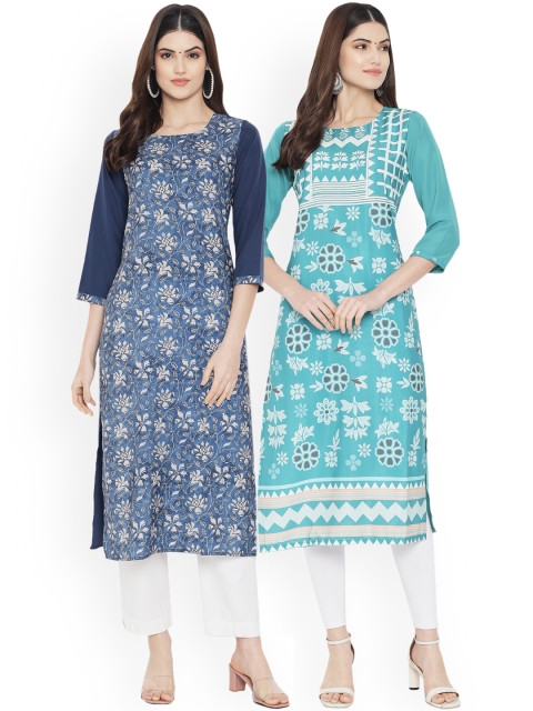 

Ethnic basket Women Multicoloured Printed Floral Crepe Kurta, Multi