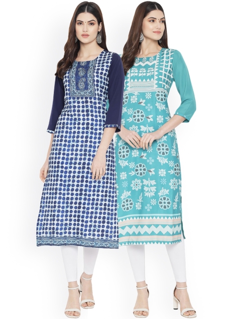 

Ethnic basket Women Pack of 2 Digital Printed Crepe Kurta, Multi