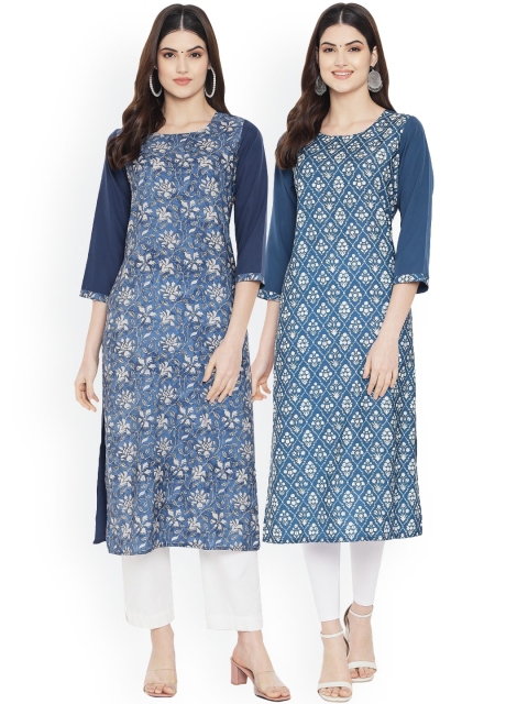 

Ethnic basket Women Multicoloured Pack of 2 Printed Crepe Kurta, Multi