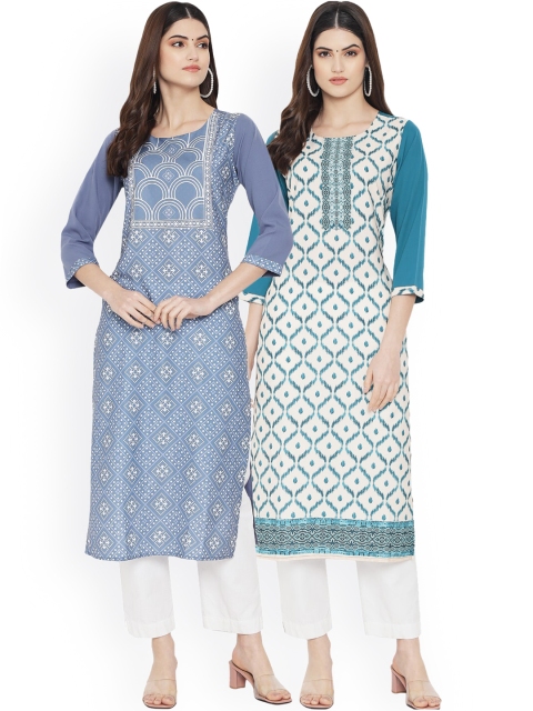 

Ethnic basket Women Pack of 2 Digital Printed Crepe Kurta, Multi
