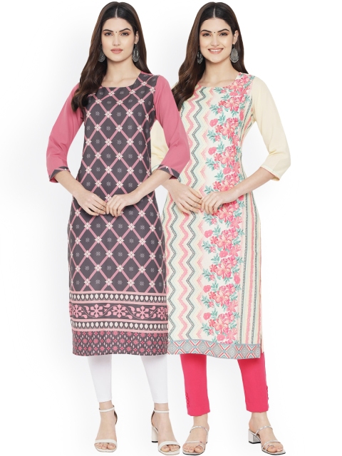 

Ethnic basket Women Set of 2 Ethnic Motifs Printed Crepe Kurta, Mauve