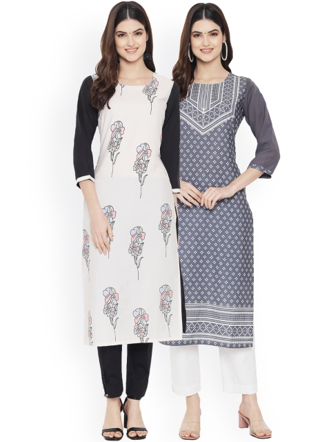 

Ethnic basket Pack of 2 Women Ethnic Motifs Printed Crepe Kurta, Multi