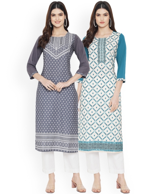 

Ethnic basket Women Pack of 2 Digital Printed Crepe Kurta, Multi
