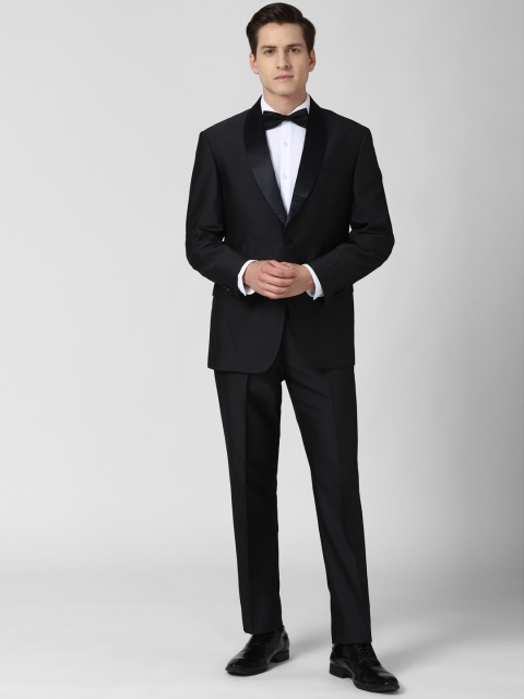 

Peter England Elite Men Black Self Design Single-Breasted Two-Piece Formal Suit