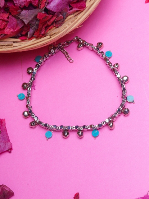 

DIVA WALK Silver-Plated Blue Beaded Anklet