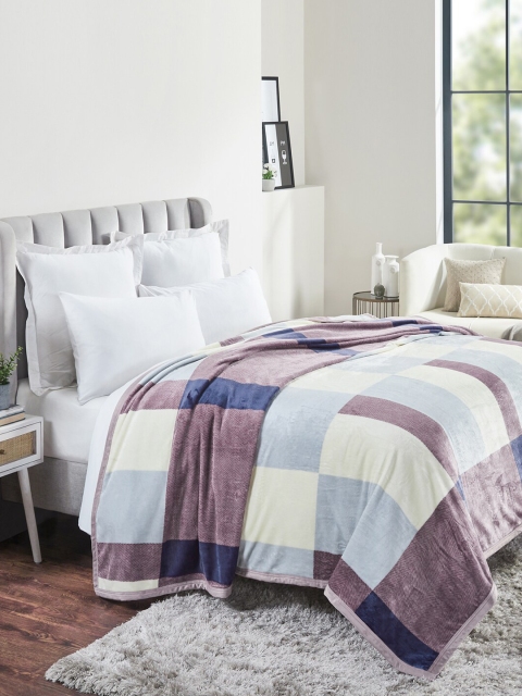 

Trident Pink & Blue Checked AC Room 300 GSM Single Bed Blanket