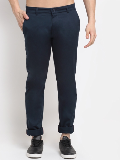 

La Mode Men Navy Blue Smart Slim Fit Trousers