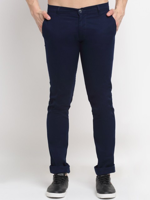 

La Mode Men Navy Blue Smart Slim Fit Trousers