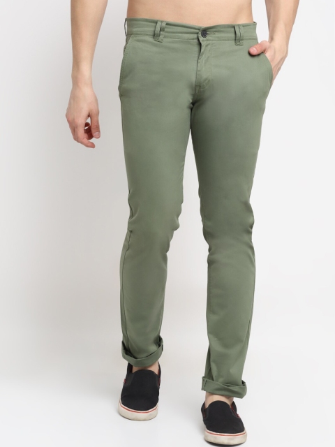 

La Mode Men Olive Green Smart Slim Fit Chinos Trousers