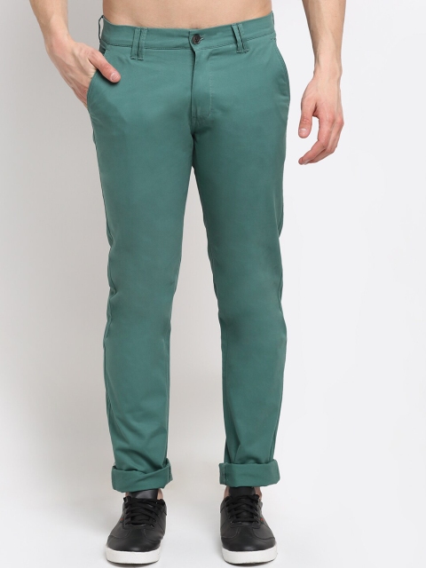 

La Mode Men Sea Green Smart Slim Fit Trousers