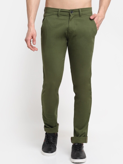 

La Mode Men Olive Green Smart Slim Fit Chinos Trousers