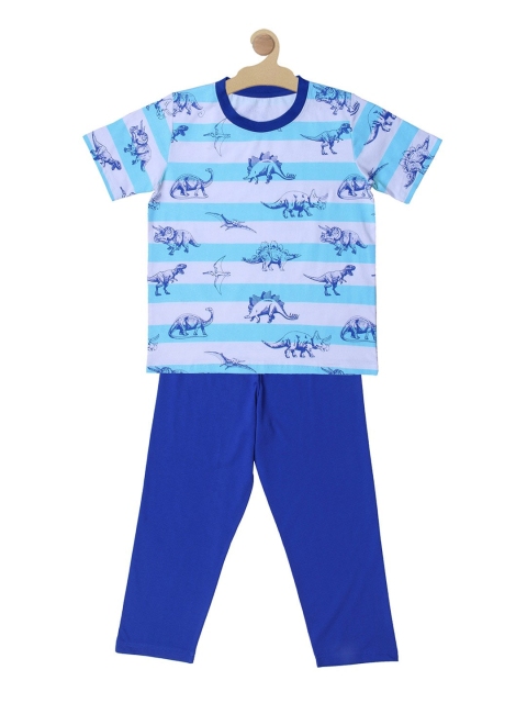 

Kanvin Boys Blue & White Printed Pure Cotton Night suit
