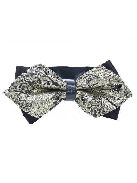 

Calvadoss Men Gold-Toned & Blue Woven Design Bow Tie