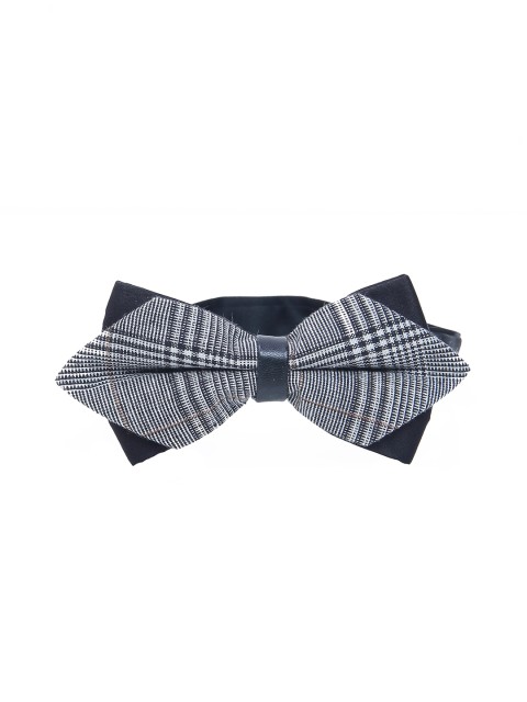 

Calvadoss Men Black & Navy Blue Checked Bow Tie