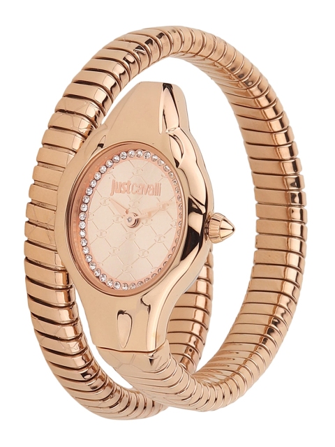 

Just Cavalli Women Rose Gold-Toned Embellished Dial Wrap Around Straps Watch