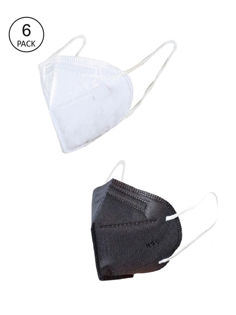 

OOMPH Pack of 6 Black & White Solid 5Ply Reusable Mask