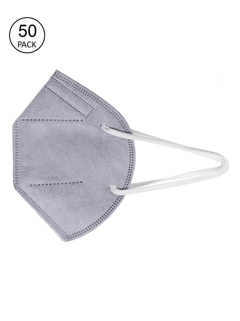 

OOMPH Pack Of 50 Grey Solid 5-Ply Reusable Anti-Pollution KN95 Face Masks