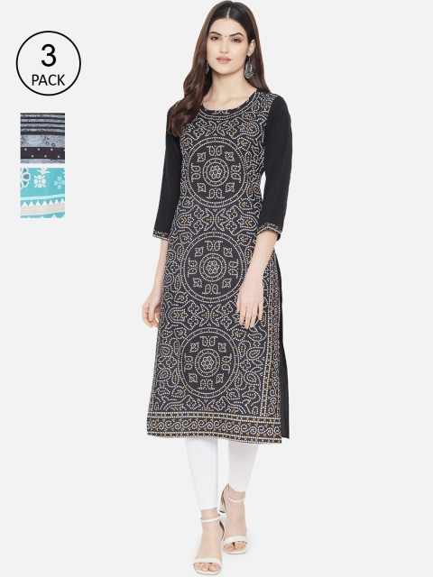 

7Threads Women Pack of 2 Crepe Kurta, Multi