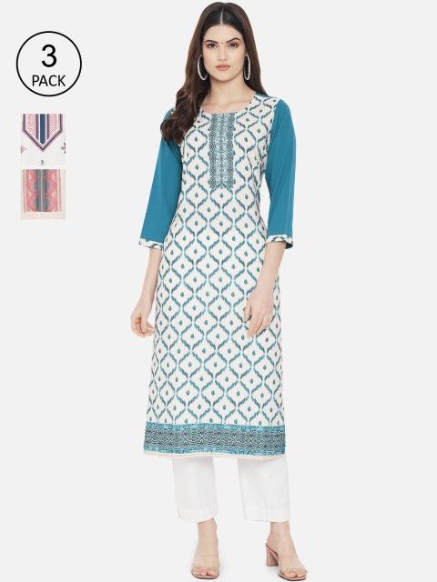 

7Threads Women Pack of 2 Crepe Kurta, Multi