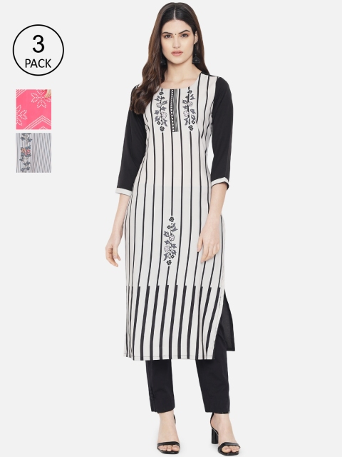 

7Threads Women Pack of 2 Crepe Kurta, Multi