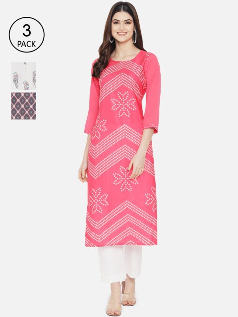 

7Threads Women Multicoloured Floral Embroidered Thread Work Crepe Kurta, Multi