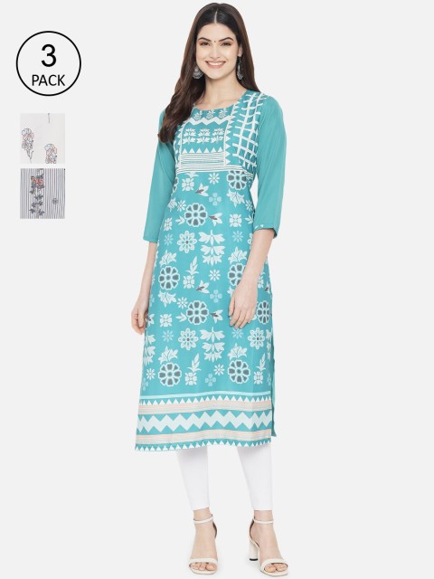 

7Threads Women Pack of 2 Crepe Kurta, Multi