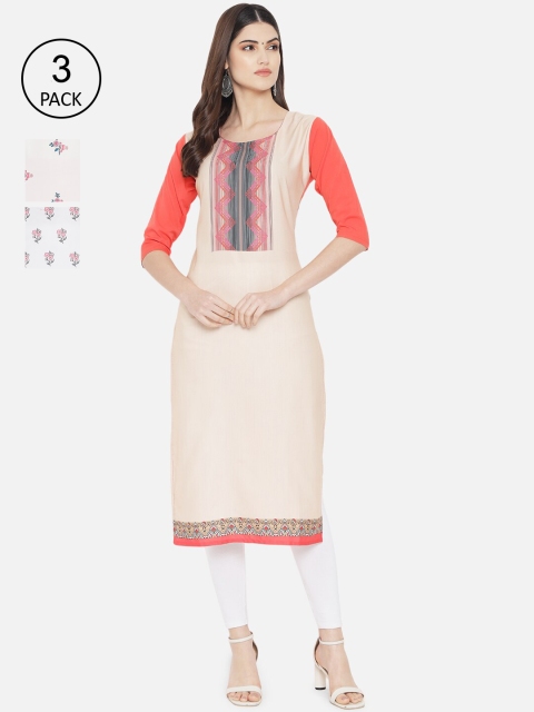 

7Threads Women Multicoloured Floral Printed Crepe Kurta, Multi
