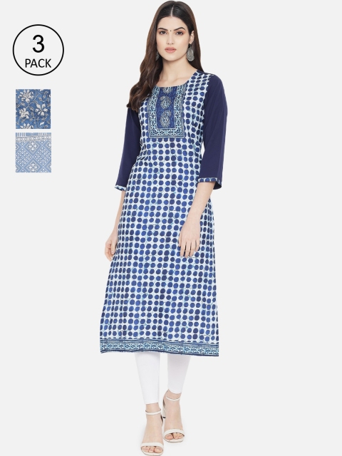 

7Threads Women Multicoloured Checked Thread Work Crepe Kurta, Multi