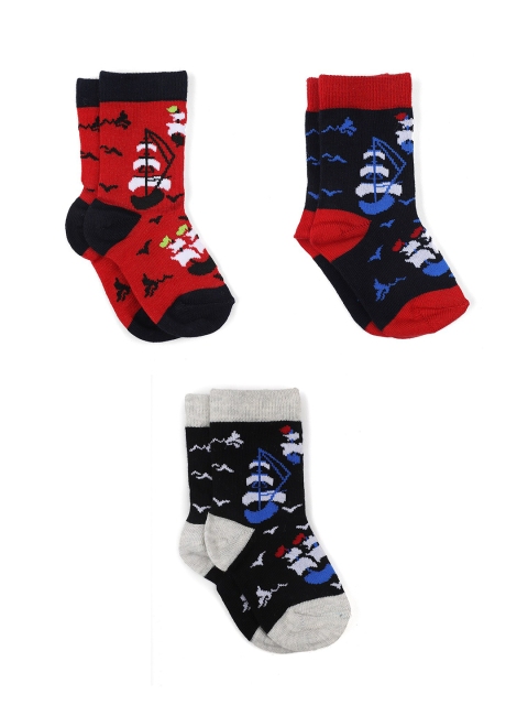 

Bodycare Boys Pack of 3 Patterned Anti-Bacterial Above Ankle Length Socks, Red