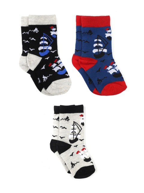 

Bodycare Boys Pack of 3 Patterned Anti-Bacterial Above Ankle Length Socks, Blue